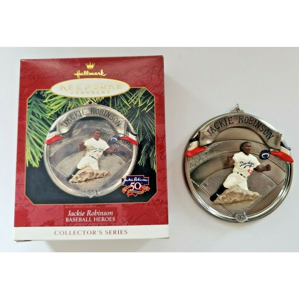 1997 Hallmark Jackie Robinson 4th  Baseball Heroes Series Ornament NIB U109/6202